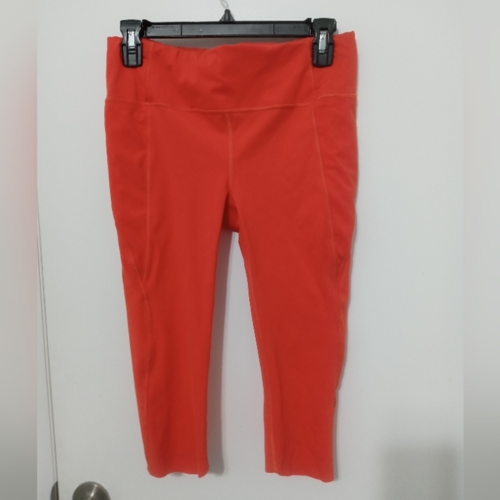 Athleta Velocity Stash Pocket Cropped Yoga Workout Stretch Athletic Pants Orange